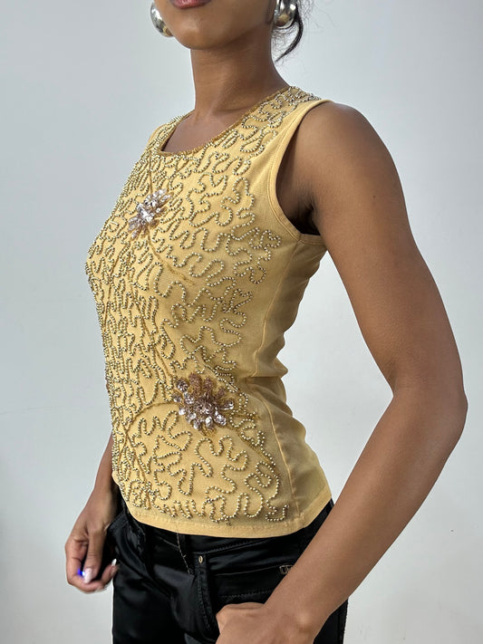 vintage edit: halloween | small gold tank top with beading details