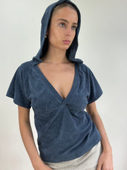 סווטשרט ⁨cosies⁩ עם שרוולים קצרים בגוון כחול אוקיינוס – כחול – מידה ⁨xl⁩ – ⁨#303 sample sale⁩