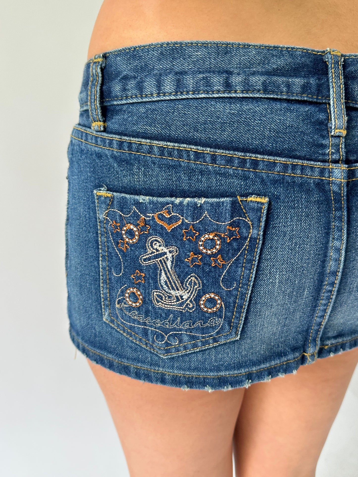 sailor drop | small blue denim mini skirt