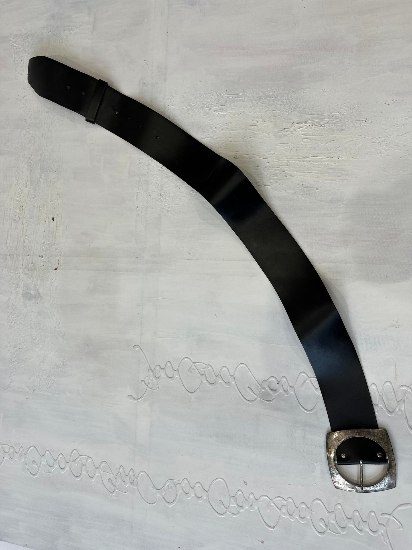 winter edit | black leather belt with oversized silver buckle