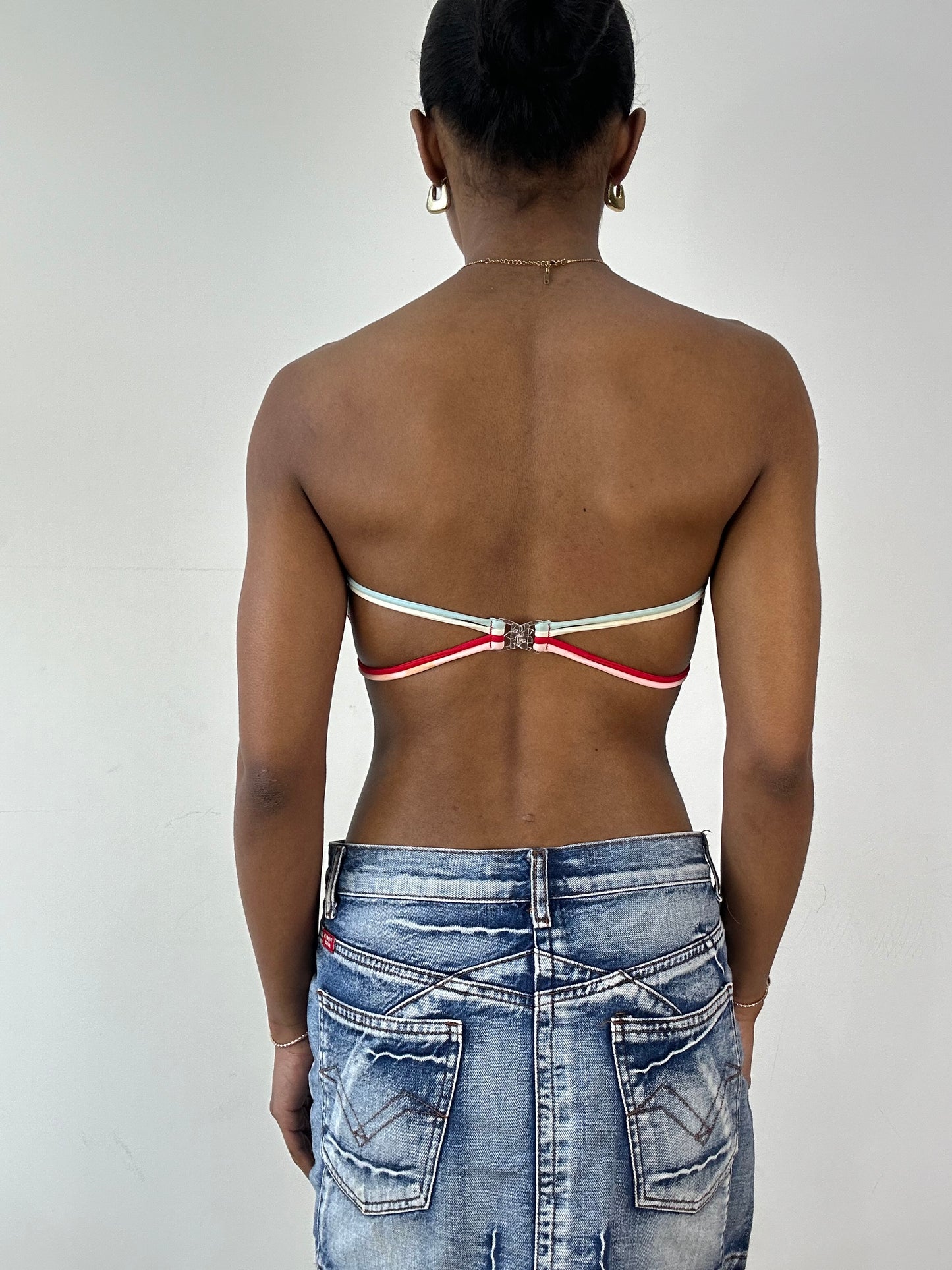 BEST PICKS | small red striped floral bandeau bikini set