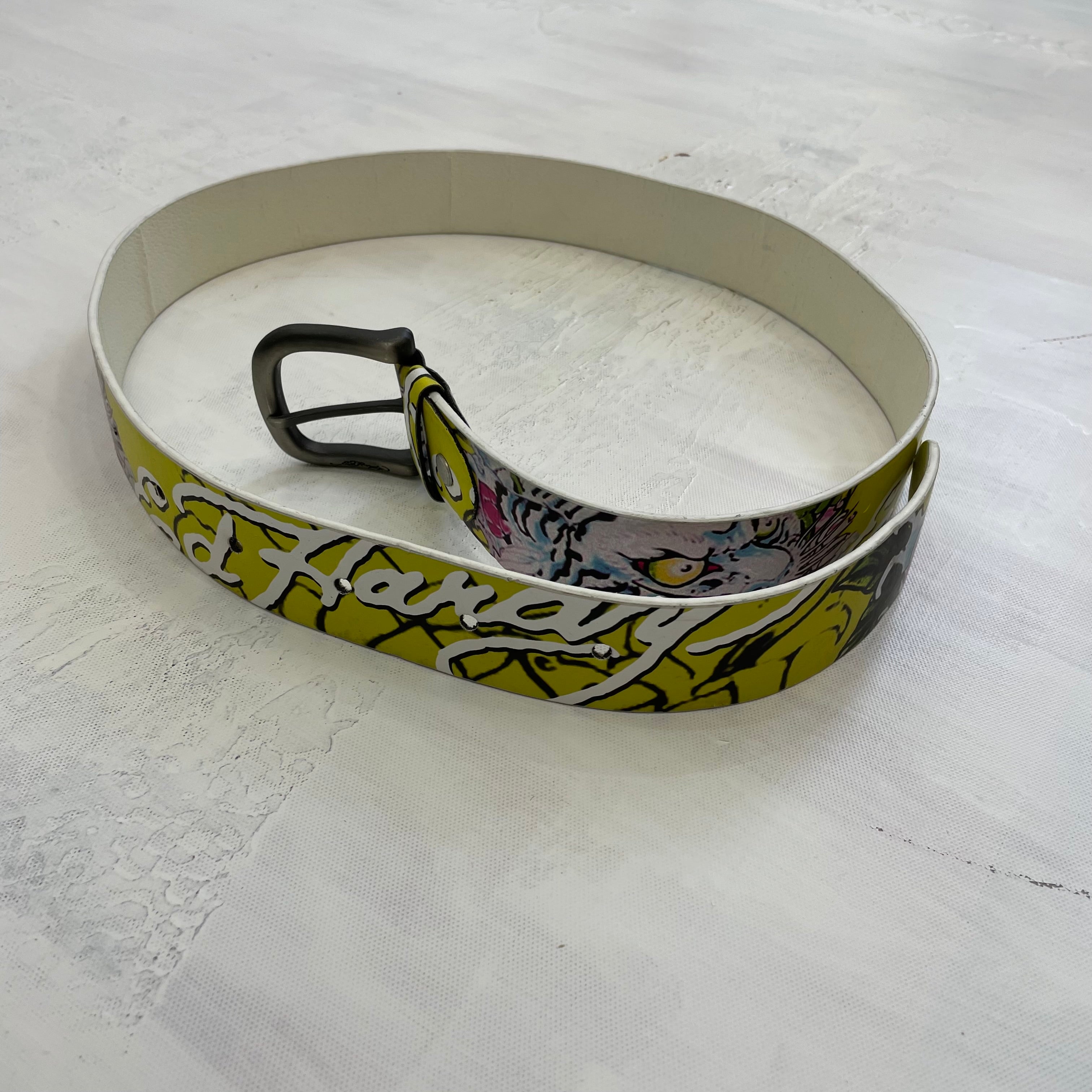 POSH AND BECKS DROP yellow graphic ed hardy belt remass