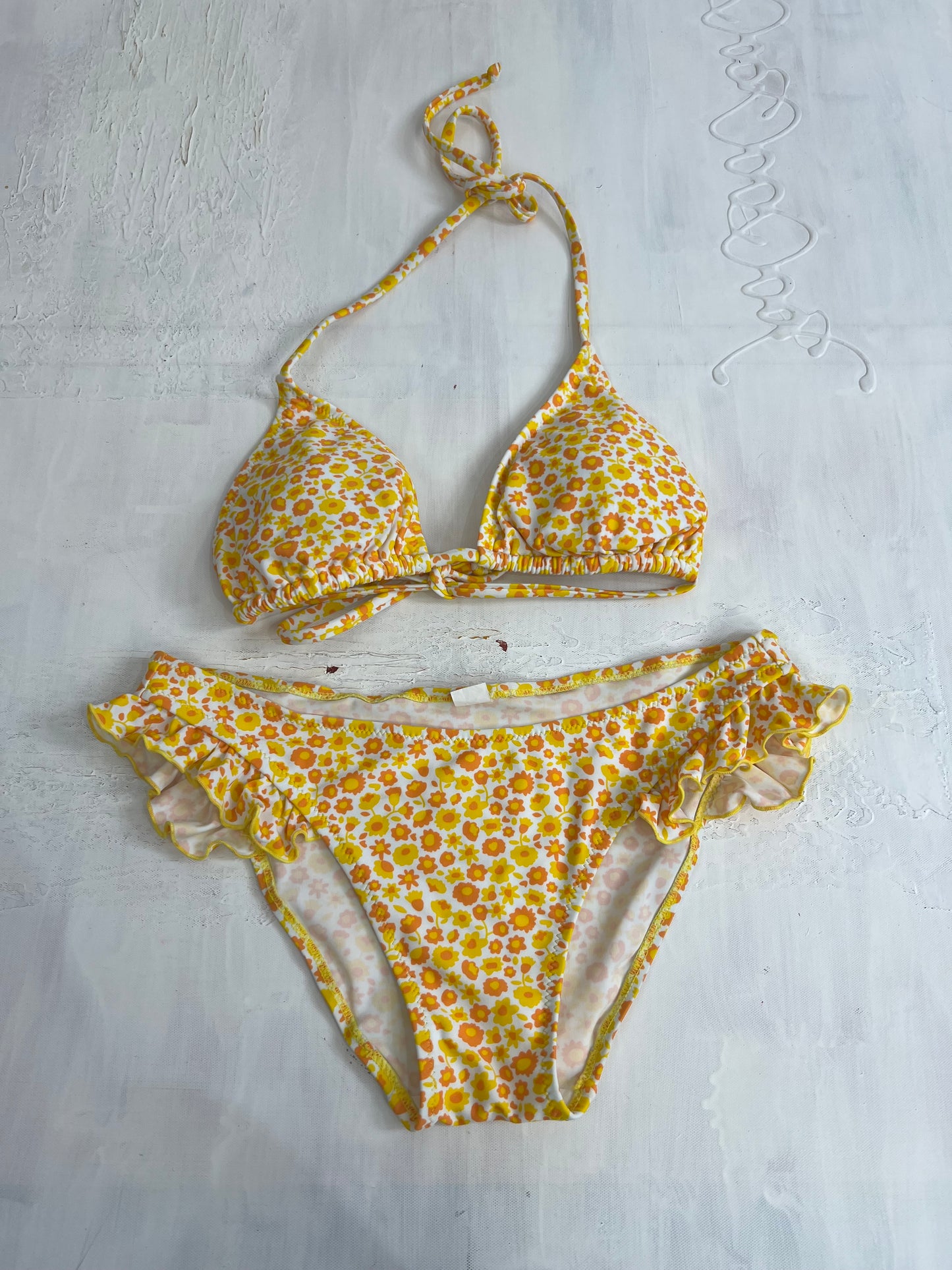 vintage edit thirty | small yellow and orange bikini set with floral print