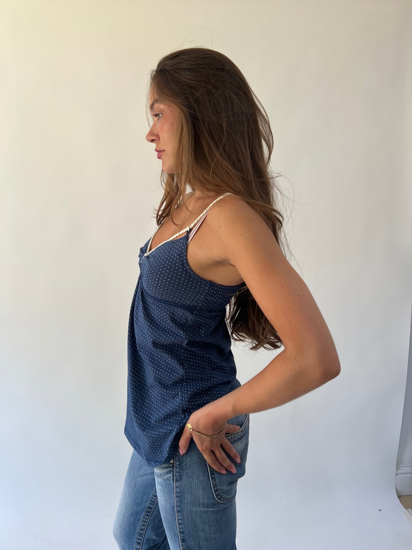 back to school drop | small blue patterned cami top