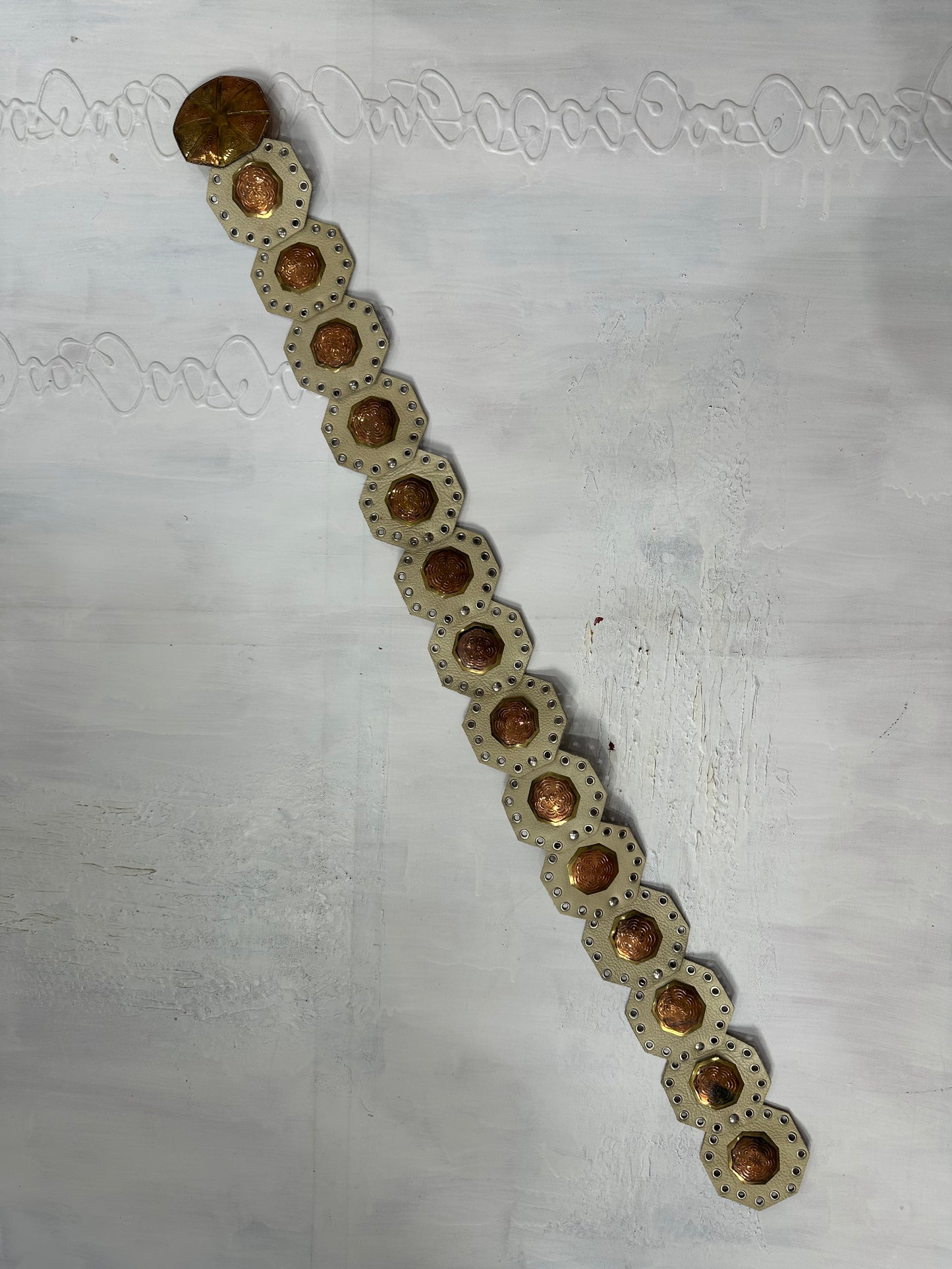 midsummer edit | one size white disc belt with eyelet detail