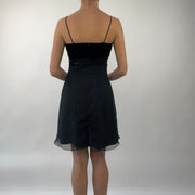 PROM SEASON DROP | small black satiny style dress with red velour bust