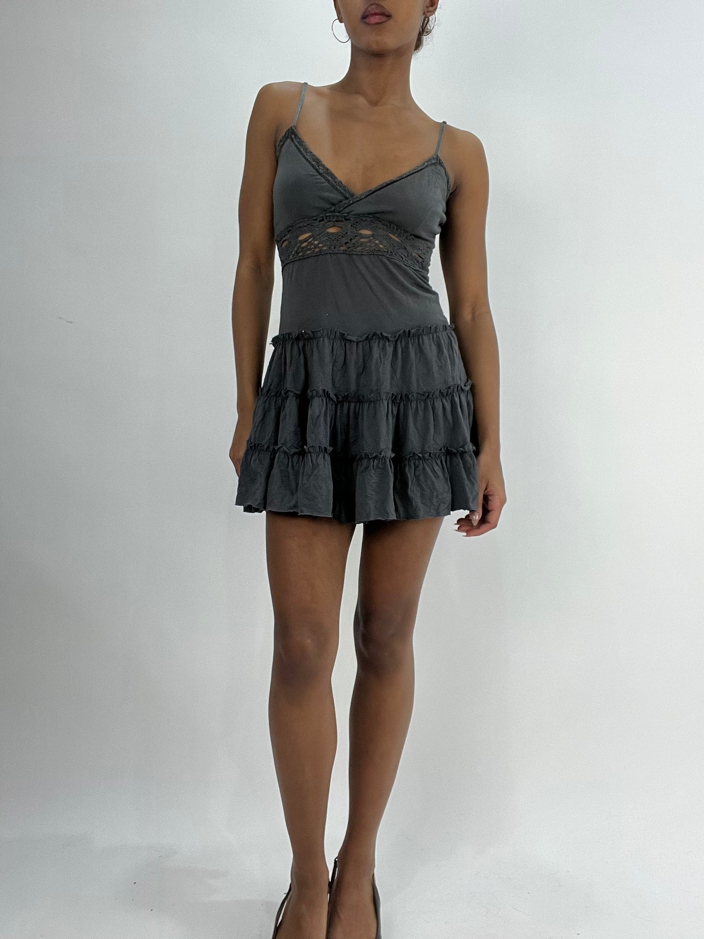 BEST PICKS | small grey ruffle mini dress
