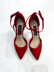 office siren | uk 4 red pointed-toe strappy stiletto heels