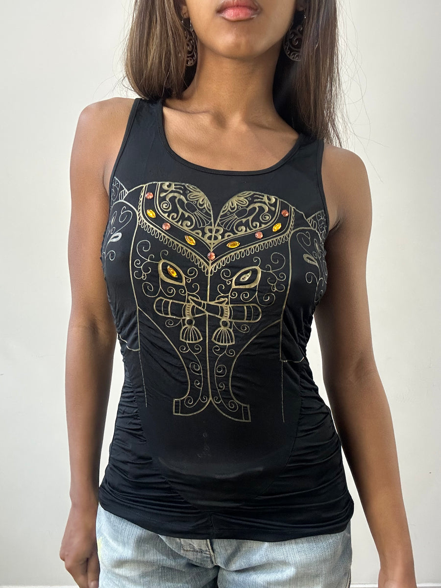 2016 edit | small black tank top with graphic heart print