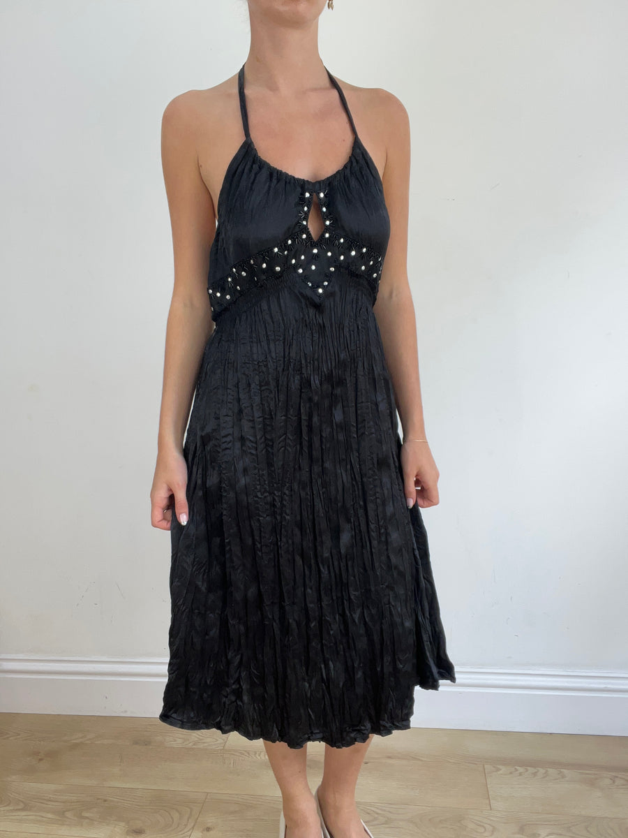 Top-Auswahl | mittelschwarzes Neckholderkleid mit Diamanten