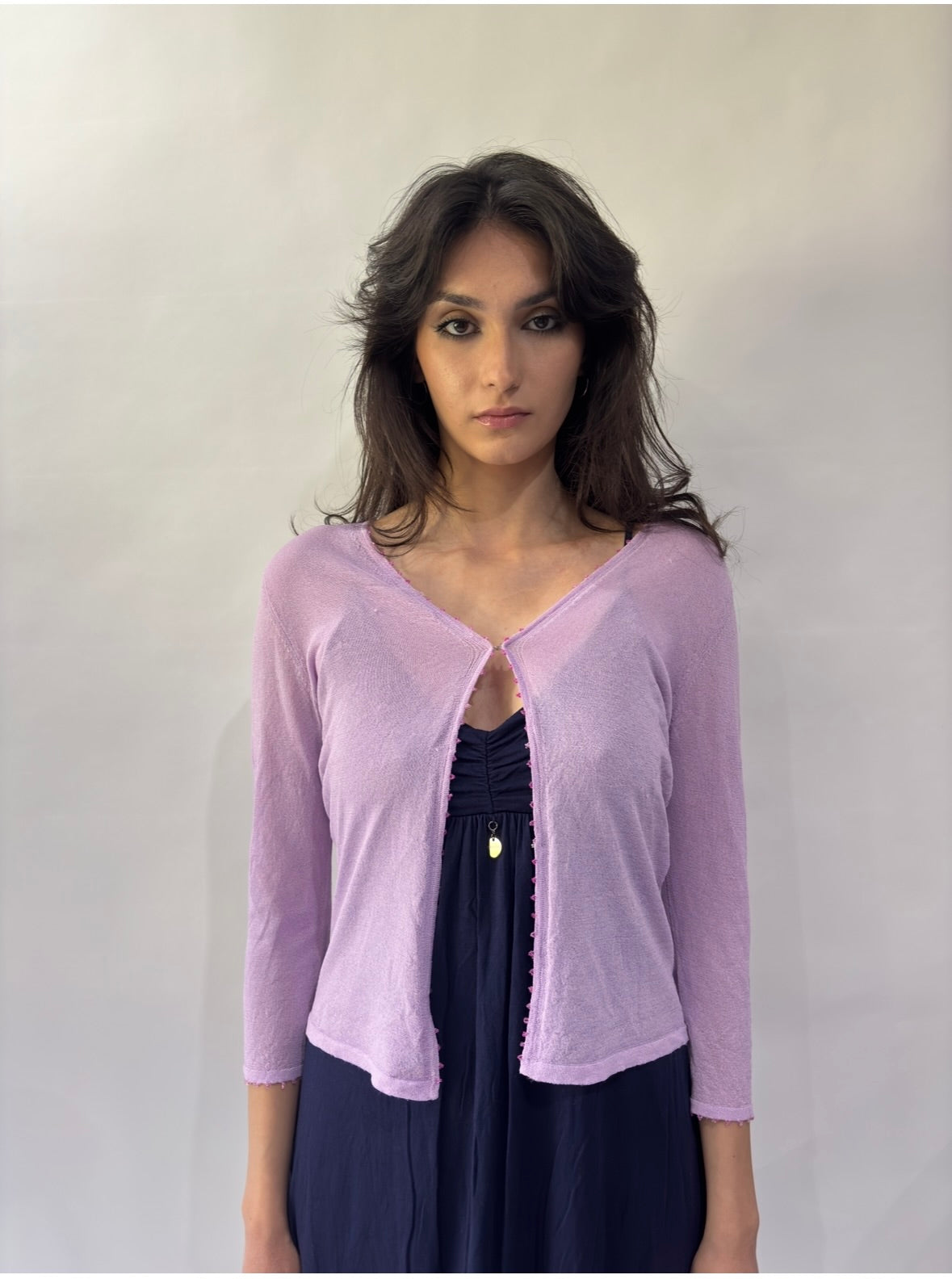 devil wears prada | small purple kookai long sleeve cardigan