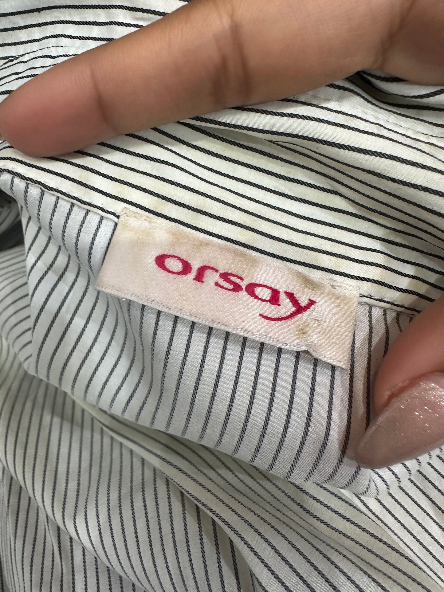 AUTUMN EDIT | medium white orsay blouse with pinstripes
