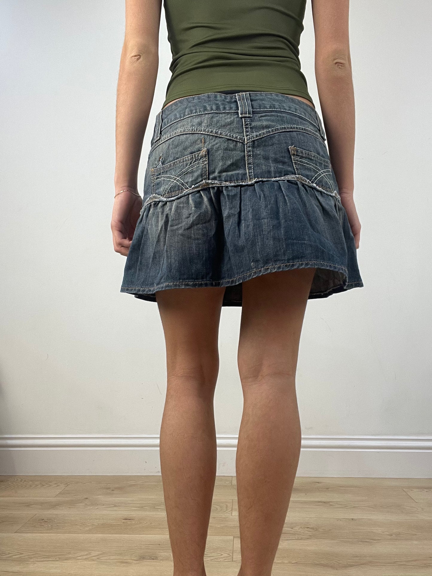 BEST PICKS | small dark wash ruffle denim skirt