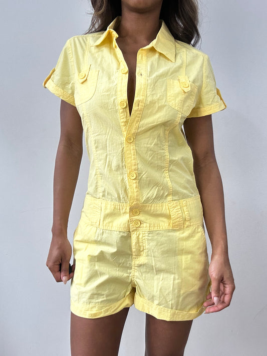 easter edit | medium yellow pimkie button up jumpsuit