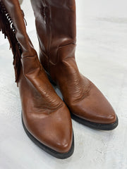 ⭐️western edit | UK7 brown faux leather fringe boots