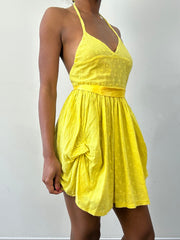selección destacada | Mini vestido de cuello alto amarillo extra pequeño