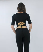 gilmore girls | small black backless tie crop top