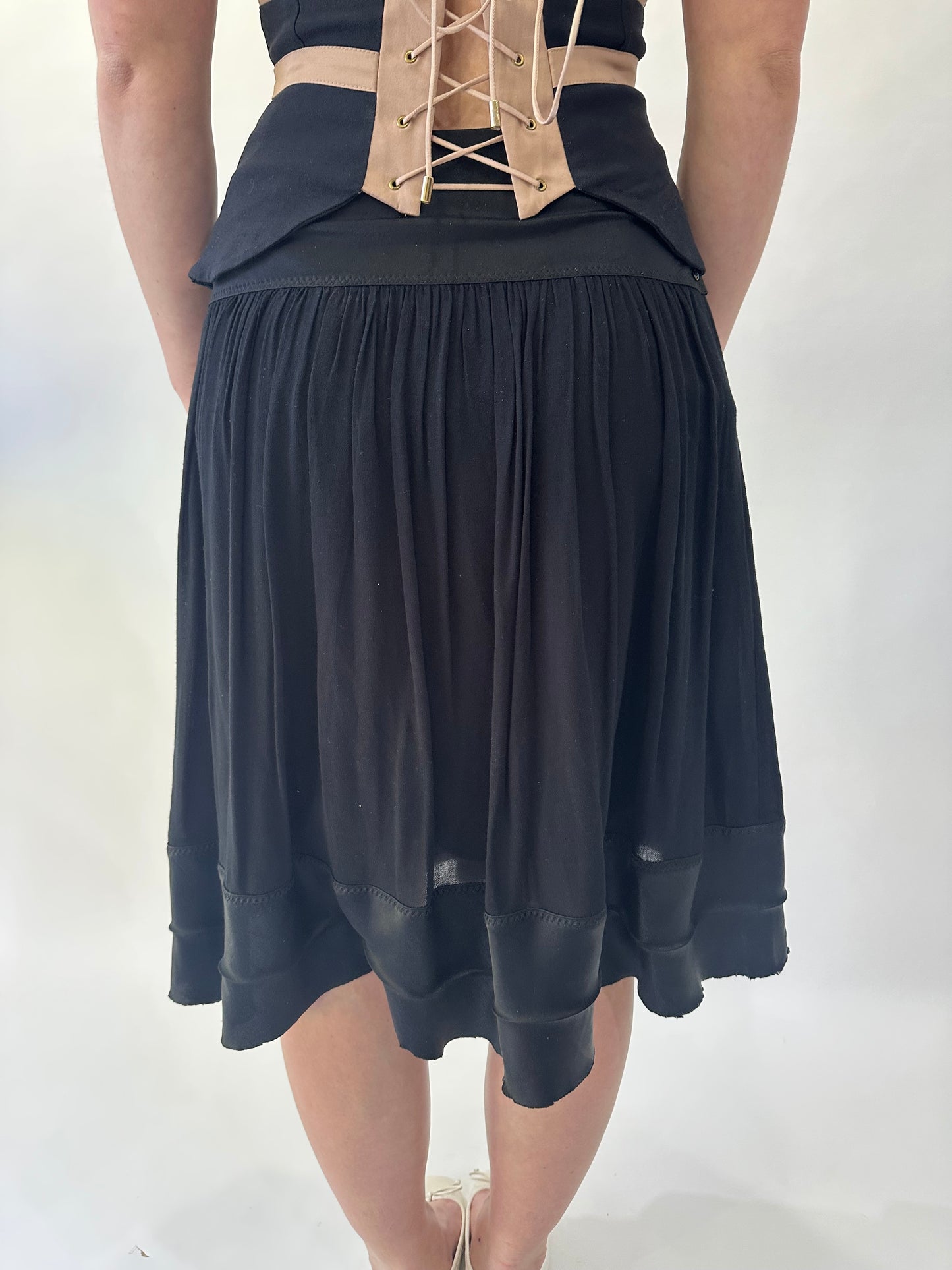 devil wears prada | small black kookai drop waist sheer midi skirt