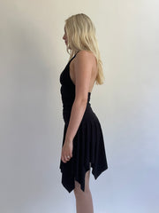 Y2K| medium black mini dress with gem details