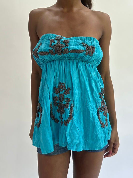 💚colourmaxxing drop | medium blue bandeau top