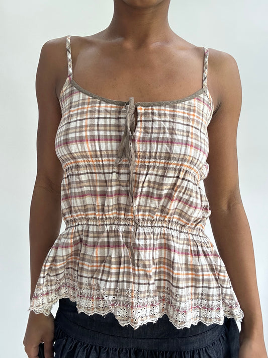 BEST PICKS | small brown plaid cami top