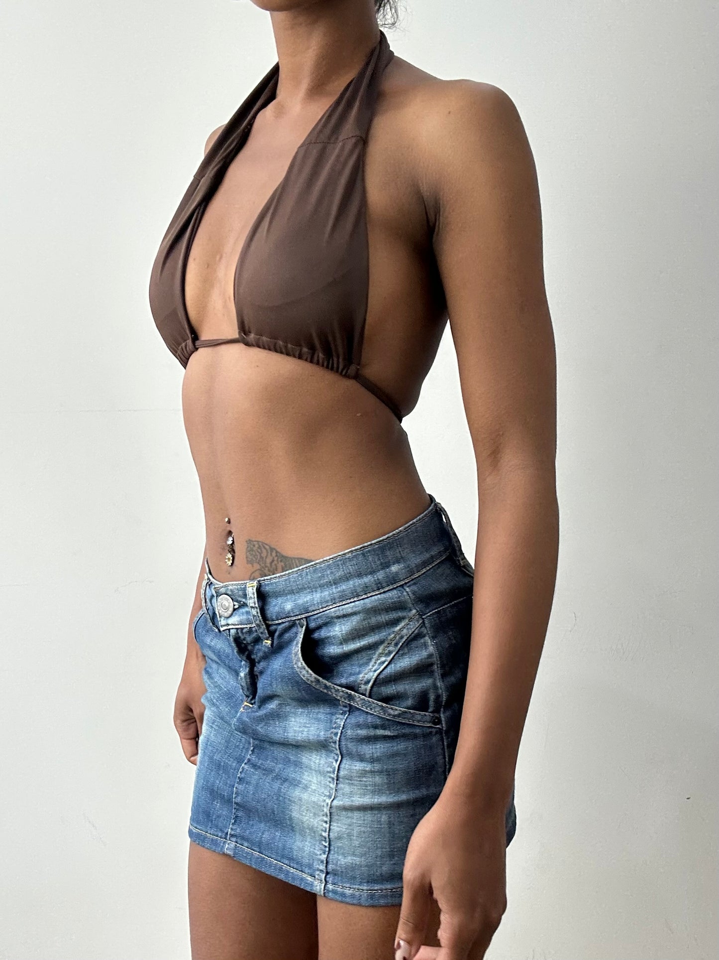 midsummer edit | small brown halterneck bikini set