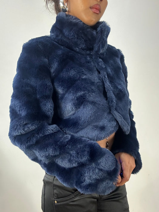 vintage edit: halloween | small blue faux fur cropped jacket
