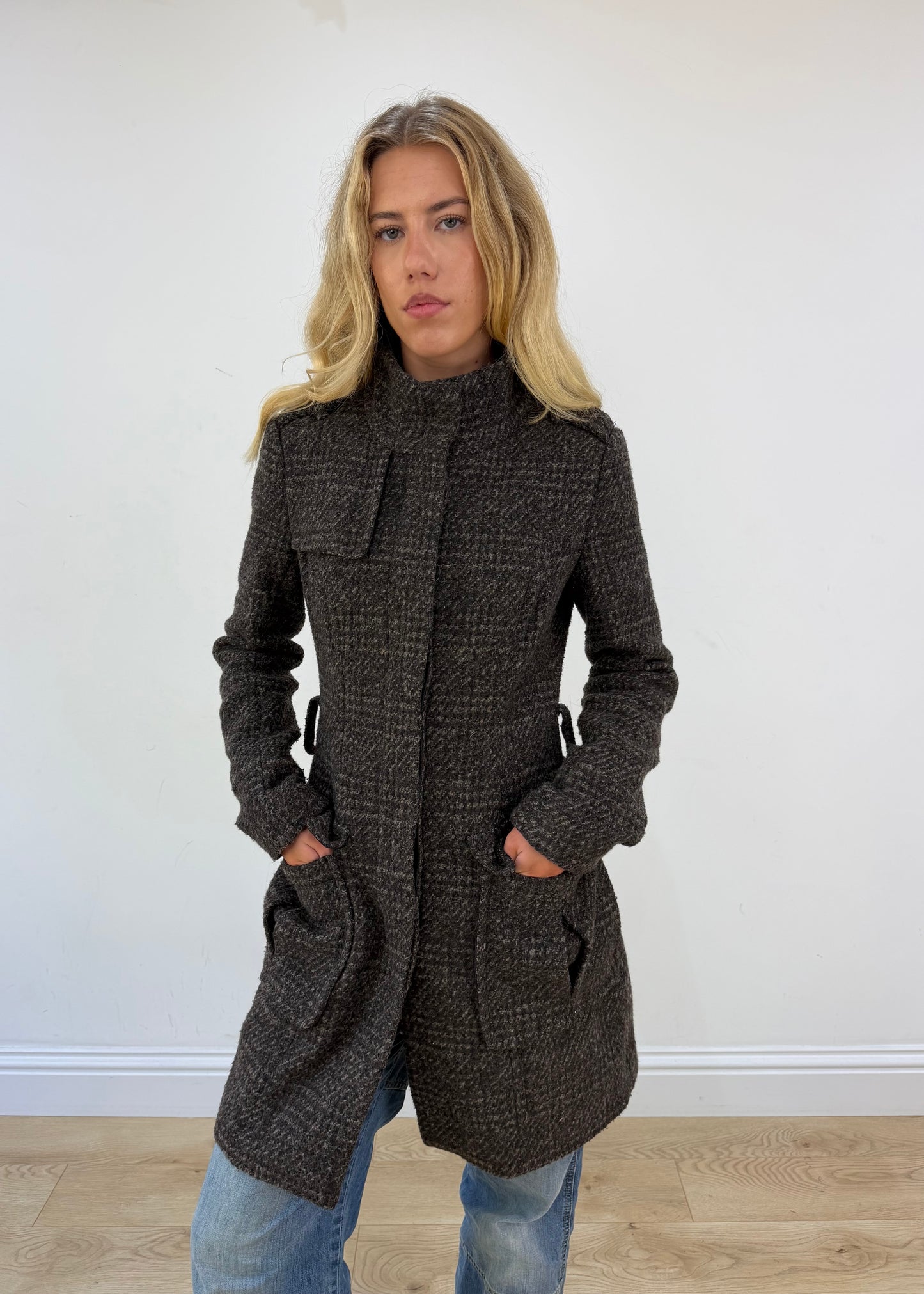 medium orsay brown plaid jacket