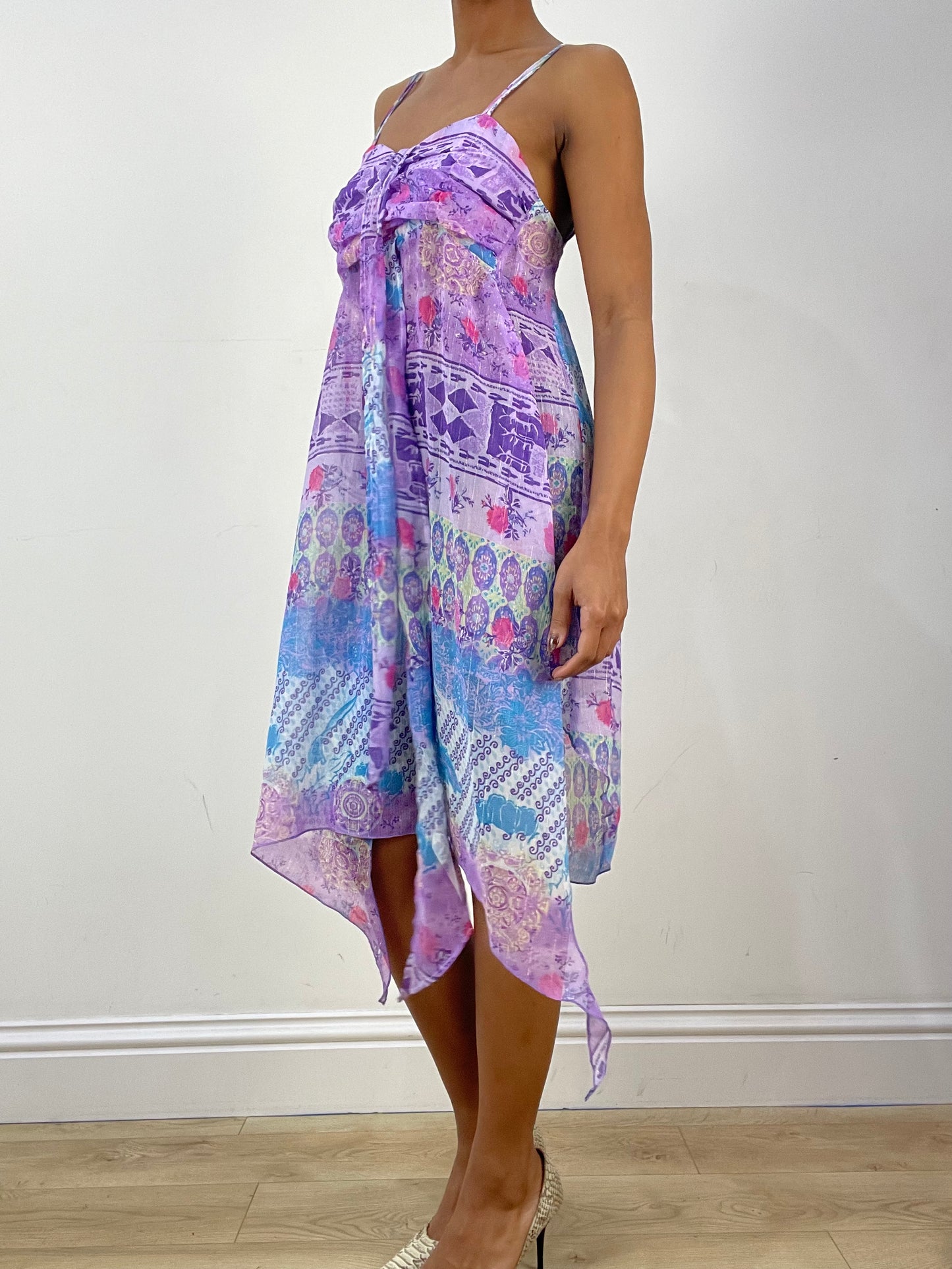 vintage edit thirty-six | small purple patterned flowy midi dress