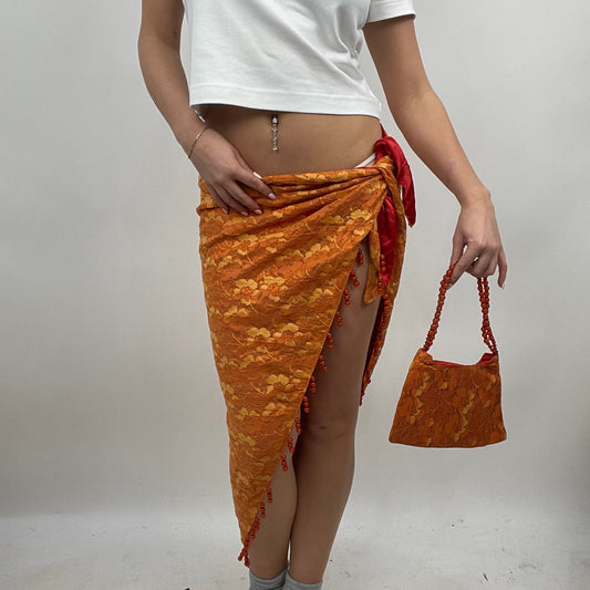 💻‼️ BEST PICKS | #1 orange/yellow lace shawl / sarong with beads