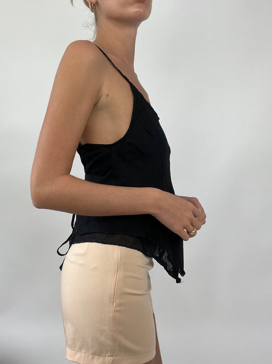 PALM BEACH DROP | small black cami with tie at the back