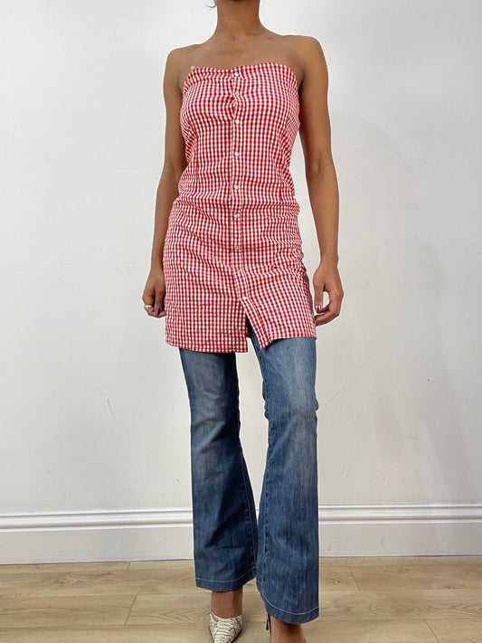 vintage edit thirty-six | taille: S/M · couleur: rouge · article: haut · détails: vichy + kookai