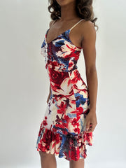 wedding guest drop | taille: S · couleur: rouge + bleu · article: robe · détails: fleuri