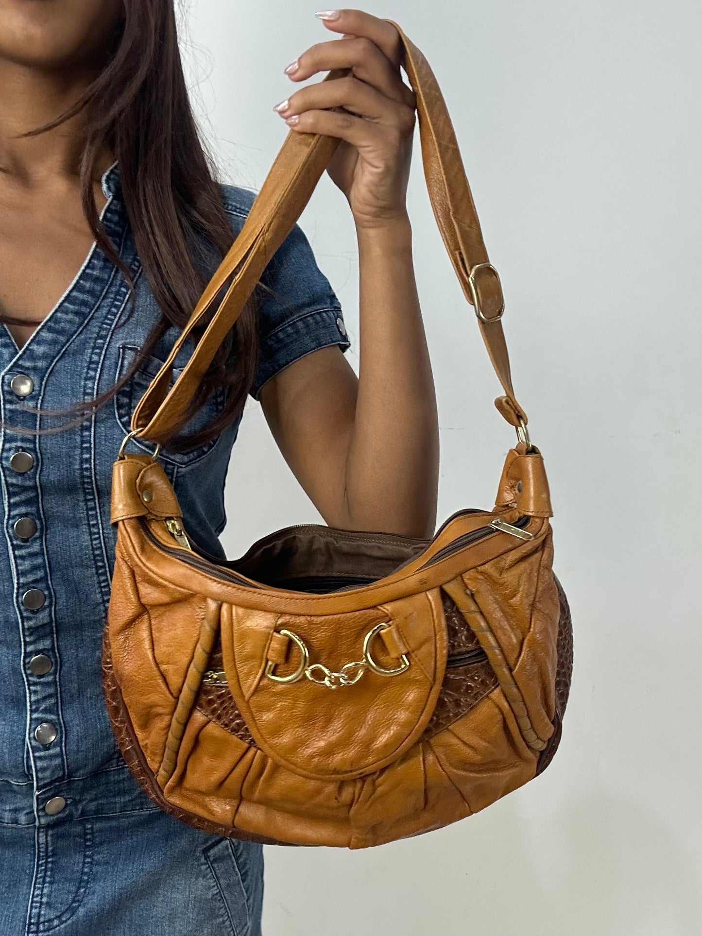vintage edit thirty-three | brown faux leather shoulder bag
