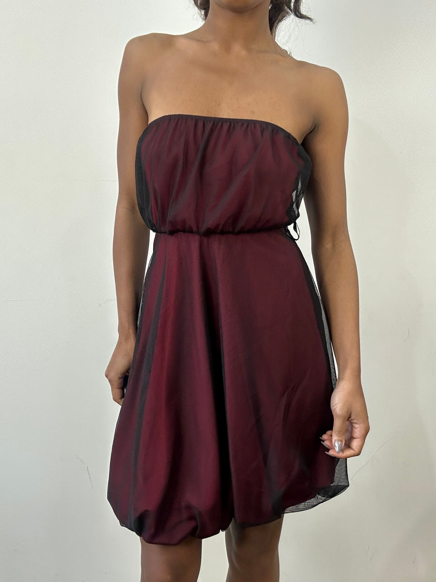 romantic grunge edit | medium red mesh overlay bandeau mini dress