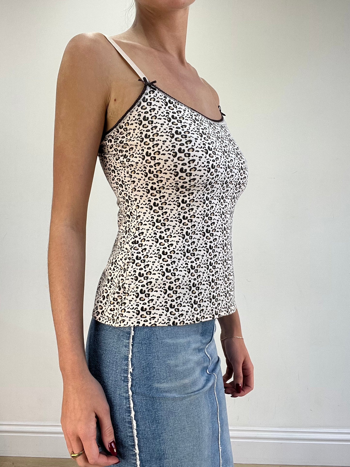 vintage edit sixteen | small white and brown leopard print vest