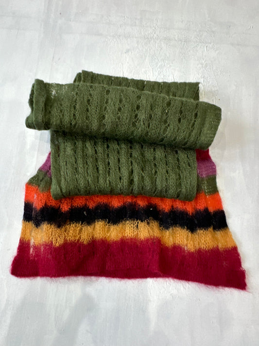 winter edit | green and red striped mohair scarf