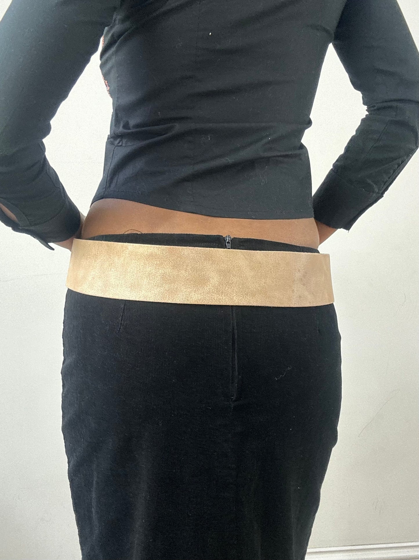 winter edit | cream faux leather belt with gold buckle