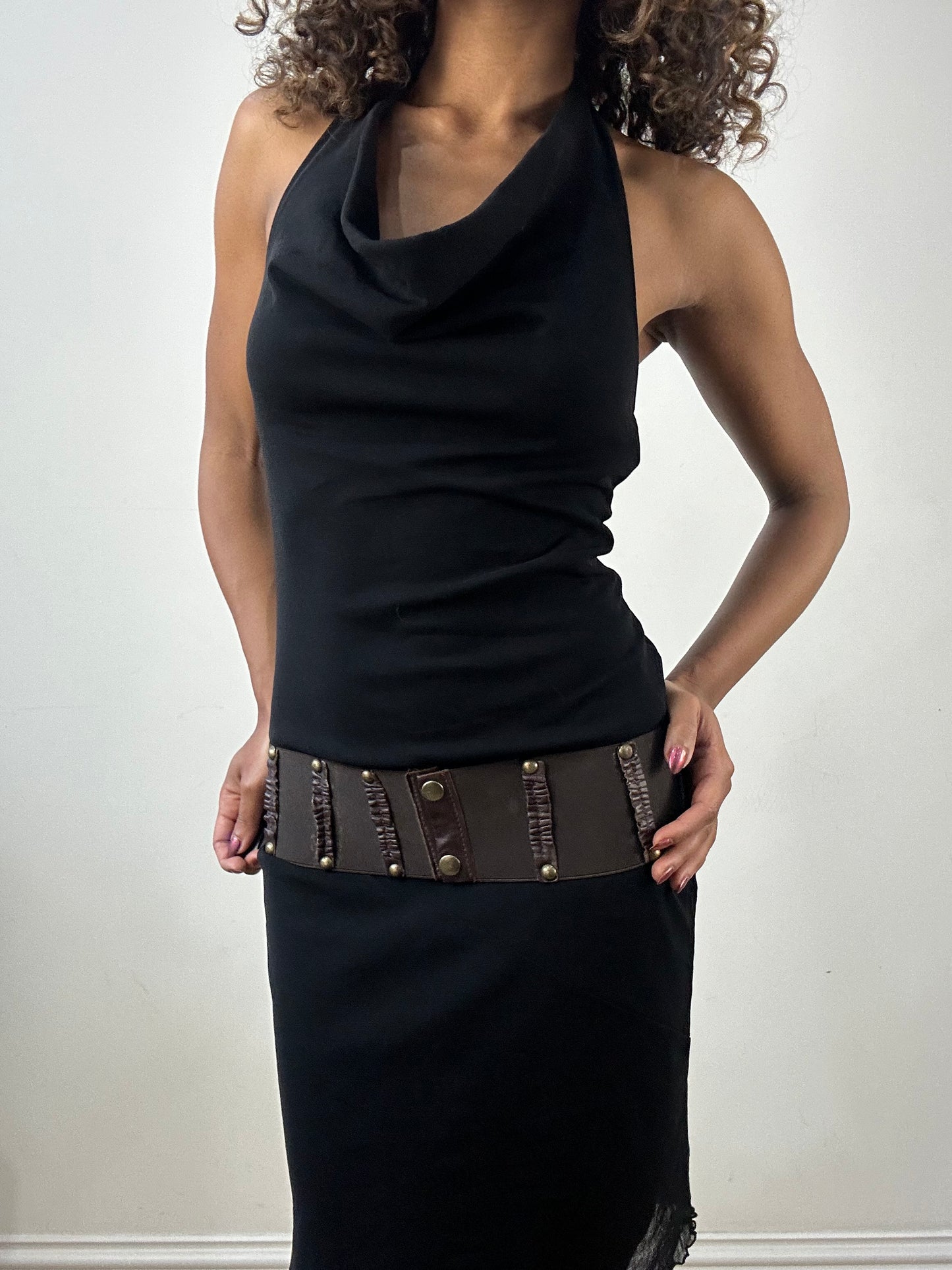 vintage edit thirty-four | oversized brown and gold studded belt