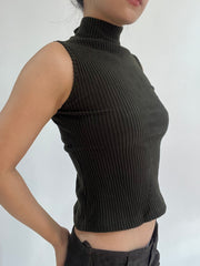 ‼️ | small dark brown sleeveless high neck top