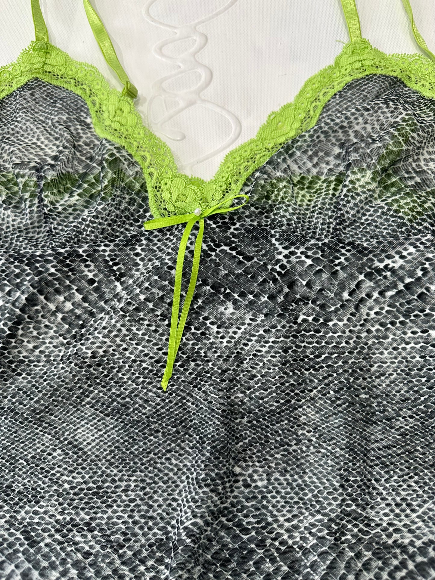 vintage edit: valentine’s day | small grey mesh snake print cami set