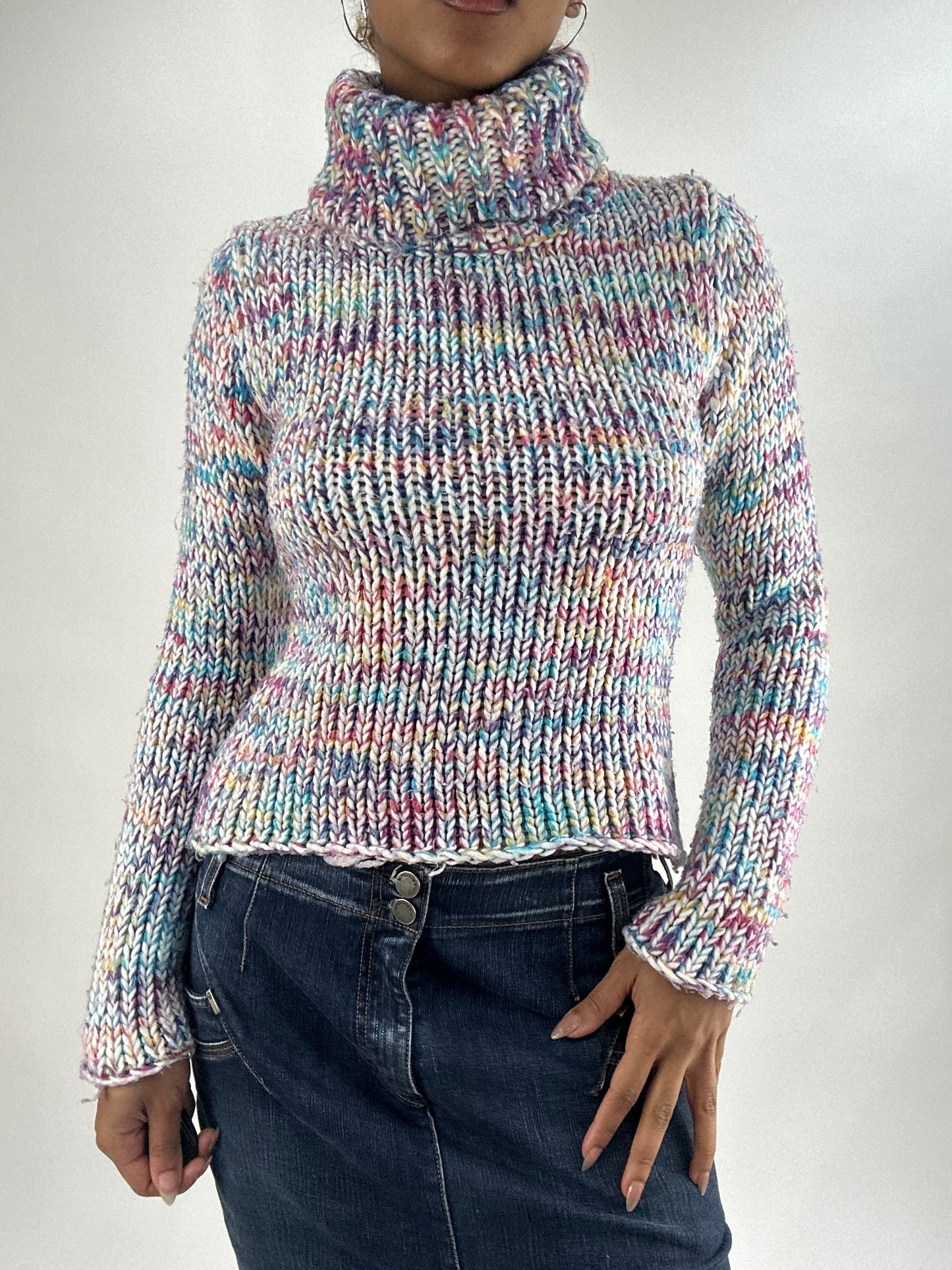 vintage edit thirty-five | small white multicoloured knit jumper
