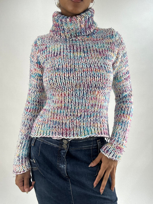 vintage edit thirty-five | small white multicoloured knit jumper