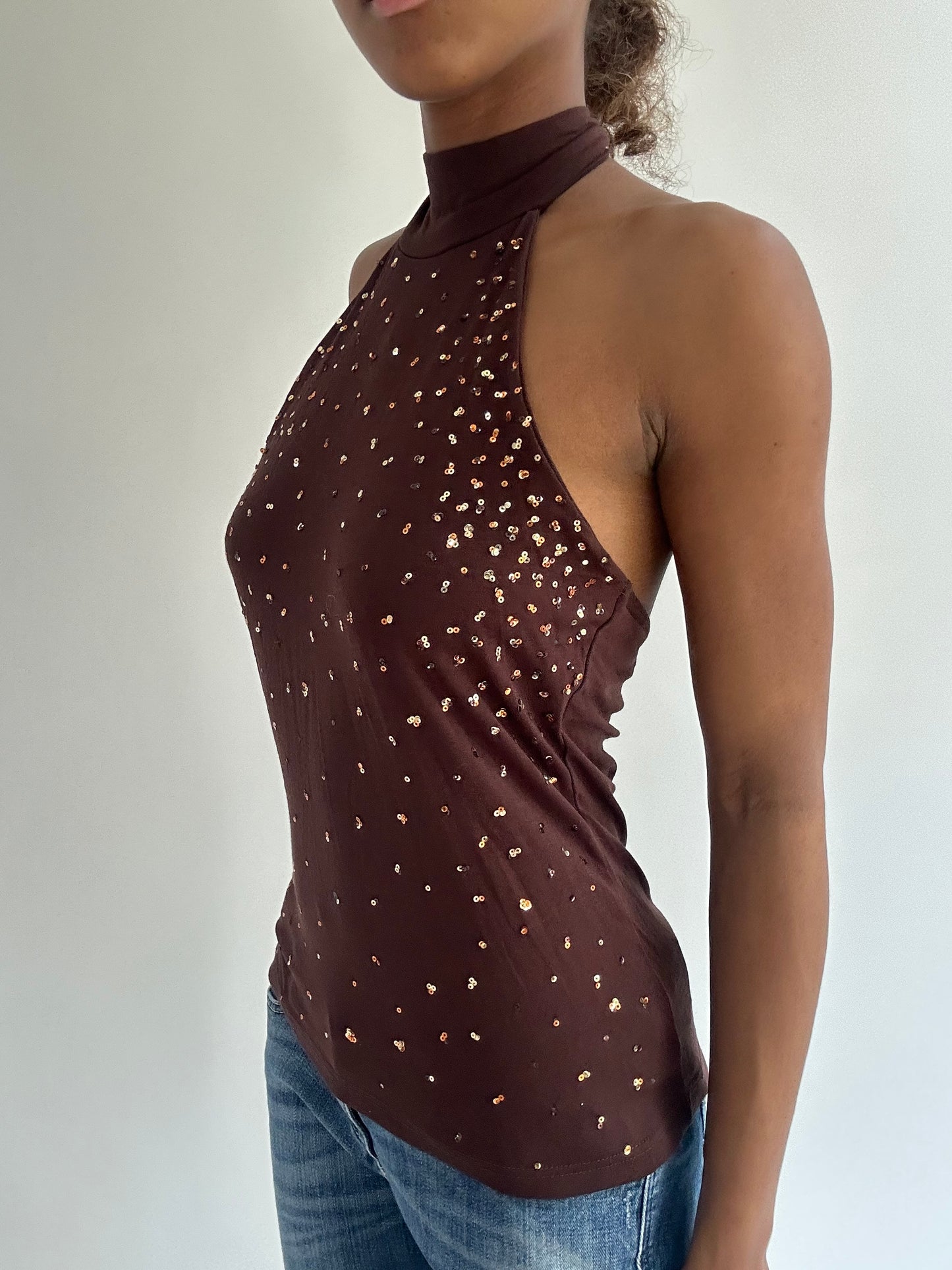 BEST PICKS | small brown sequin halterneck top