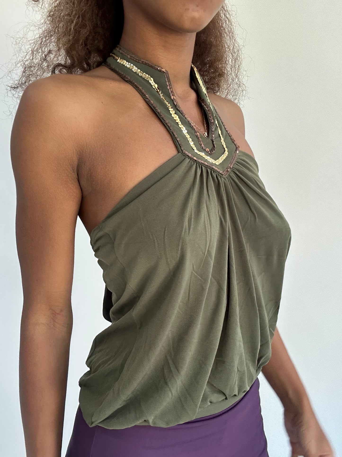 ‼️ | small green sequin halterneck top