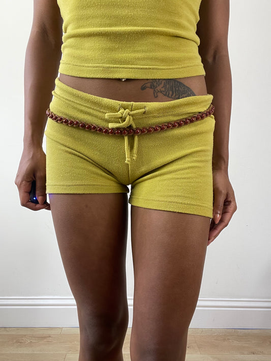 vintage edit twenty-five | one size brown braided belt with red beading