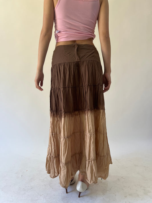 back to school drop | small brown dip dye maxi skirt