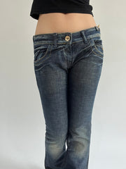 ‼️ | small blue mental detail fitted jeans