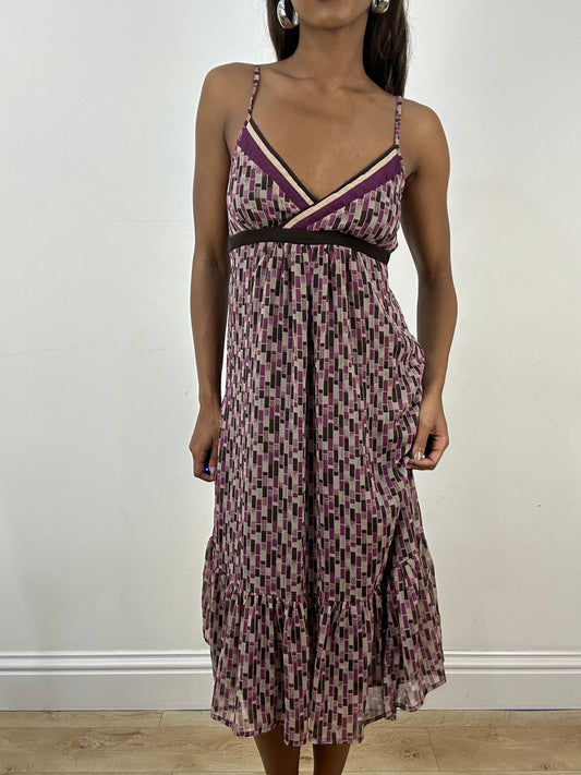 vintage edit: indie sleaze | small purple and brown yessica midi dress