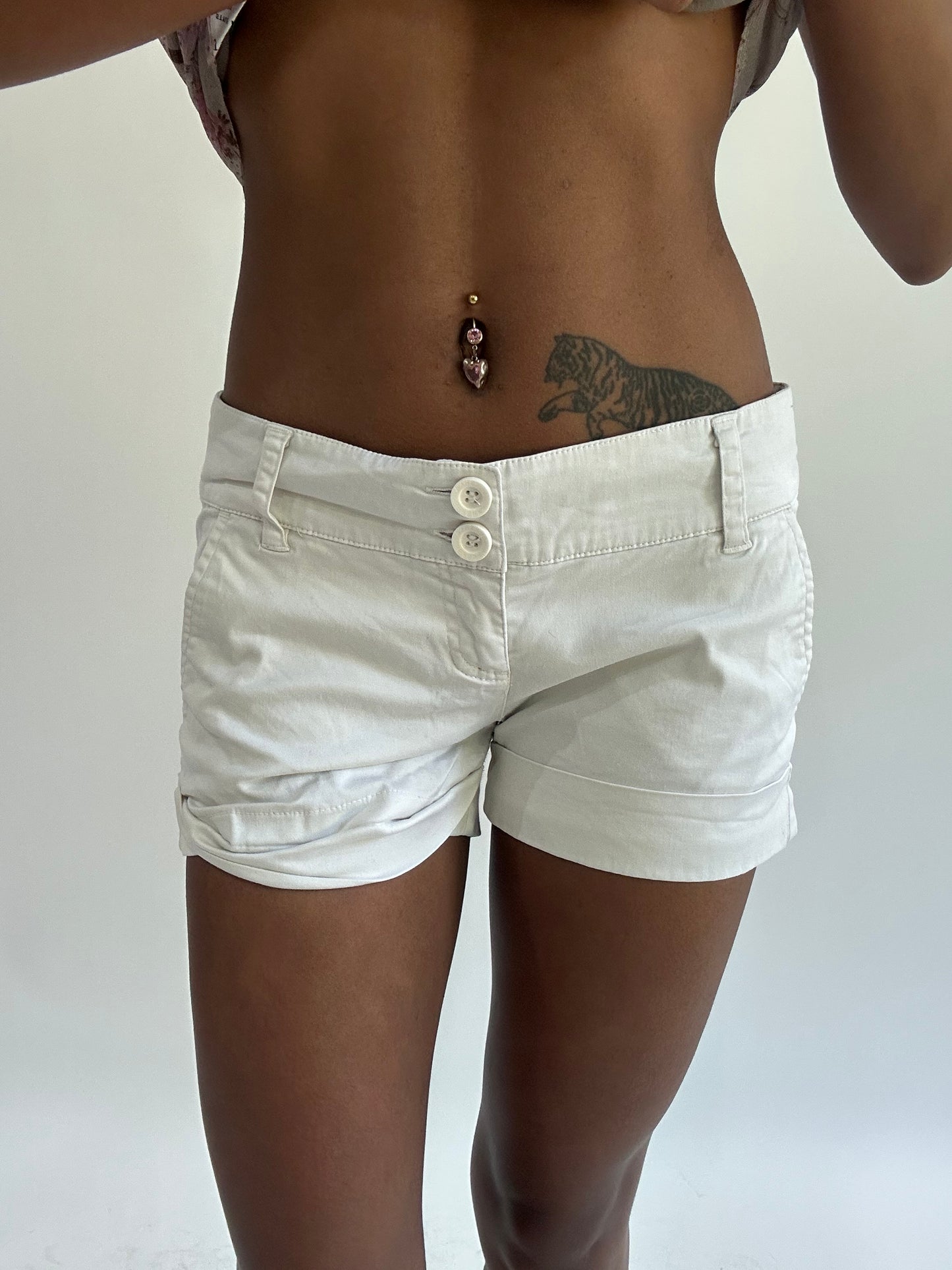 french summer drop | small white old berskha mini shorts